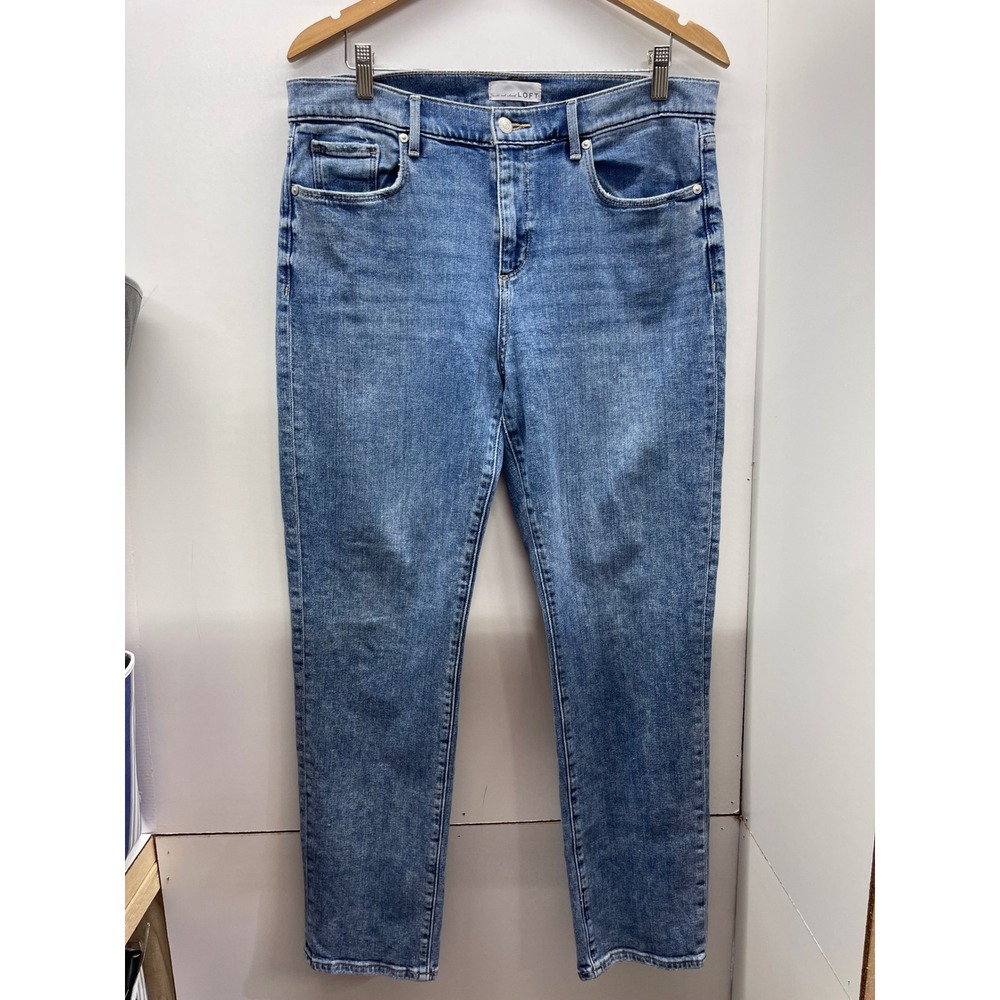 LOFT The Super Soft Girlfriend Jeans Medium Wash Blue Denim Size 31 12 071305